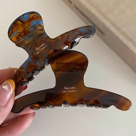 Resim 1 Adet Retro Fransız Tarzı Karamel Kahverengi Mermer Desenli EVA Saç Tokası - Orta Boy Kıvrık Tasarım, Kadınlar İçin Topuz Saç Modelleri için Güvenli Tutuş & Şık Vintage Aksesuar, Dokulu Desenli Saç Klipsi 