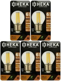Resim Heka LED Ampul, 6W (51W), 6500K Beyaz Işık, E27 Duylu, Şeffaf, 5 Adet 
