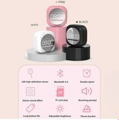 Resim Didadodo Bosphorusboutique Yüksek Tasarım Pembe/beyaz/siyah Mufunye Kaliteli Hoparlör: Büyük Ekran, Çift Bluetooth, Aynalı Alarmlı, Güçlü Ses 