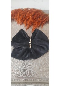 Resim Kadife kumaştan büyük boy fiyonk toka Siyah 