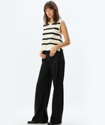 Resim Geniş Paça Kot Pantolon Yüksek Bel Düğmeli Cepli Pamuklu - Wide Leg Jeans 