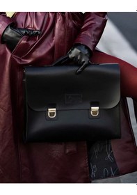 Resim Twingold İsme Özel Evrak Çantası - Messenger Bag - %100 Deri - Ac09001 - Siyah Siyah 