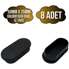 Resim Oval Demir Profil İç Tapa Geçme Plastik Ayak Geçme Koruma Plastiği 50mm X 25mm 8 Adet Siyah Siyah 