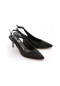 Resim Dgn 5004 Kadin Arkasi Açik Topuklu Ayakkabi Siyah İthal 
