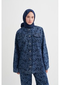 Resim Carell Floral Monogram Desen Jean Ceket Çok Renkli 