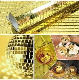 Resim Kare Gold Cam Mozaik Fayans Çıkartması Kendinden Yapışkanlı Aynalı Dekor Panel 30x30 Cm 