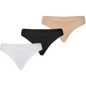 Resim Blackspade Kadın Pamuklu Gizli Lastik 3'lü Paket Slip - Beyaz - Ten - Siyah Beyaz-ten-siyah 