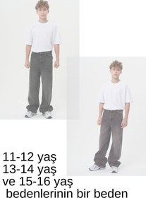 Resim HayKids Bayramlık Unisex Çocuk Mavi Jean Geniş Paça Bol Kesim Baggy Alt Giyim Kot Pantolon 