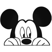 Resim Mickey Mouse Peeking Oto Motor Laptop Duvar Folyo Sticker 60 x 42 cm 