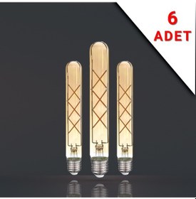 Resim 6 ADET LED FİLAMANLI E27 RUSTİK AMPUL 6 WATT 2500k GÜN IŞIĞI T30-T185 