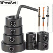 Resim 9 adet MZZ Marka Ahşap İşleme Matkap Konumlandırıcı Seti, 3mm-16mm Ayarlanabilir Çelik Matkap Derinlik Durdurma Kılıfları ile Altıgen Anahtar, Ahşap, Metal, Plastikte Hassas Delikler İçin İdeal - Ev Atölyeleri ve El Sanatları Tutkunları İçin Mükemmel, Atölye Aksesuarı | Çok Yönlü Matkap Kılavuzu | Altıgen Anahtar, Ahşap İşleme Matkap Aksesuarları 