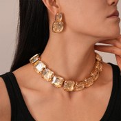 Resim 2 adet Kare Çivi Küpe ve Kolye Seti, Sentetik Kübik Zirkonya ile Vintage Fransız Tarzı Alaşım Takı, Günlük ve Parti Giyimi, Güç Gerektirmez, Sevgililer Günü Hediyesi, Parti Aksesuarı | Vintage Fransız Tarzı | Alaşım Takı 