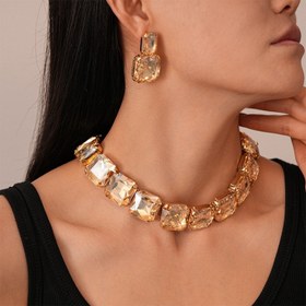 Resim 2 adet Kare Çivi Küpe ve Kolye Seti, Sentetik Kübik Zirkonya ile Vintage Fransız Tarzı Alaşım Takı, Günlük ve Parti Giyimi, Güç Gerektirmez, Sevgililer Günü Hediyesi, Parti Aksesuarı | Vintage Fransız Tarzı | Alaşım Takı 