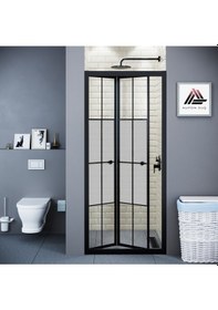 Resim Vesta D500 Katlanır Duşakabin Siyah Profil Kumlu Karolajlı Cam H: 190 Cm Diğer 
