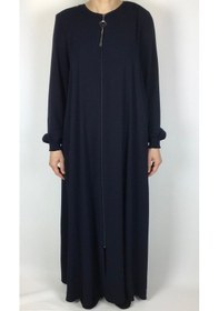 Resim Önü Fermuarlı Gizli Cepli Mevlana Model Ferace Lacivert 