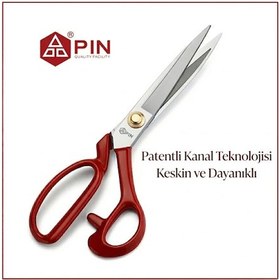 Resim Profesyonel Kırmızı Terzi Makası 11 İnç - Yüksek Kaliteli Dikiş Ve Kumaş Kesim Makası 