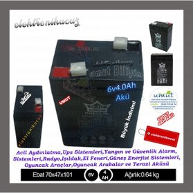 Resim 6 volt akü 6v 4ah akü 6 volt 4 amper ışıldak aküsü stoktan 6V4AH 