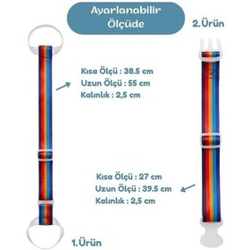Resim Temel Valiz Üstü Çanta Sabitleme Kemeri Ve Çanta Asma Askısı Seti Gökkuşağı Renk 