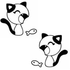 Resim Ogec Worx Kedi Ve Balık Duvar Dekor Sticker 40 X 36 Cm 