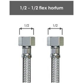 Resim Desna Armatür Sızdırmaz Çelik Bağlantı Hortum 1/2-1/2 30cm 