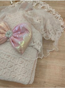 Resim Pembe Kız Bebek Battaniyesi Kundağı Dantelli Duvaklı Mevlütlük Hastane Çıkışı Hediyelik Mevsimlik Pembe 