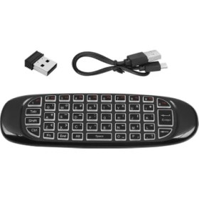 Resim Android Akıllı Tv Kutusu Için 2.4g Rf Uzaktan Kumanda Hava Fare Kablosuz Klavye Ses Arka Işık C120 