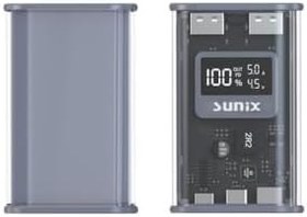 Resim Sunix 12000 Mah 22.5W Dual USB Led Göstergeli Powerbank Gri PB-44 