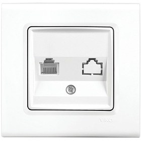 Resim Viko Linnera Beyaz Tekli Data Cat-6 İnternet Prizi Çerçeveli 