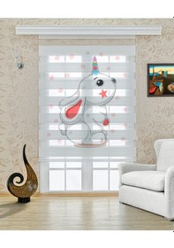 Resim Perdecizade Enxboy Tavşan Dijital Baskılı Zebra Perde-cocuk Odası-stor Perde Pz-407 Renkli 