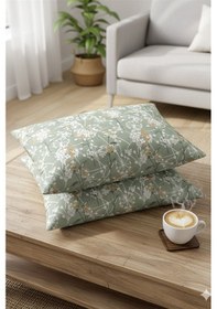 Resim More Home Kapaklı Yastık Kılıfı 2 Adet 50 X 70 Cm Yeşil Beyaz Çok Renkli 
