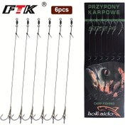 Resim FTK 6'lı Sazan Balıkçılık Kancaları Seti, 5.99cm Kurşun Başlı Tel, 13.61-27.22KG Kapasite, Boyutlar 2/4/6/8 - Avrupa Besleyici & Aksesuarlar için Mükemmel, Kanca Aksesuarları 