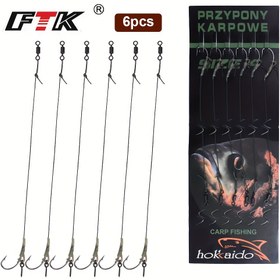 Resim FTK 6'lı Sazan Balıkçılık Kancaları Seti, 5.99cm Kurşun Başlı Tel, 13.61-27.22KG Kapasite, Boyutlar 2/4/6/8 - Avrupa Besleyici & Aksesuarlar için Mükemmel, Kanca Aksesuarları 
