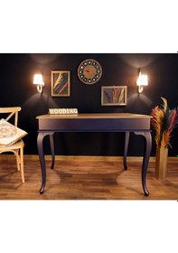 Resim Wooding-Mobilya Wooding 100 Cm Masif Lacivert Naturel Yemek Masası 
