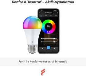 Resim Fonri Akıllı Led Ampul, 9w-titreşimsiz, 16.7 Milyon Renk, Sesli Kontrol, 2 Yıl Garantili (2) 