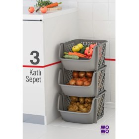 Resim 3 Katlı Patates & Soğanlık, Sebzelik, Meyvelik, Oyuncak Sepeti, Banyo Organizeri, Düzenleyici Sepet 