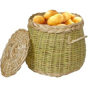 Resim Hasır Bambu Patates Soğan Sepeti Çok Amaçlı Organizer Saklama Sepeti Sarı 