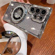 Resim Samsung S21 S22 S23 S24 Ultra için Kaplama Gradyan Simli Taşlı Manyetik Braket Kılıfı, Lens Koruma ve Darbeye Dayanıklı Kapak 