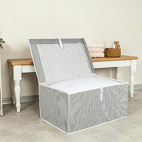 Resim Pazar Kapısı Çok Amaçlı Düzenleyici Kapaklı Sandık Tipi Kutu Hurç Organizer (60 x 40 x 30, Gri) 