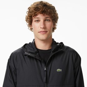 Resim Lacoste Erkek Kapüşonlu Siyah Yağmurluk 