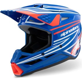 Resim Alpinestars Sm3 Youth Wurx Off-Road Çocuk Genç Motosiklet Kaskı Mavi Beyaz Kırmızı 