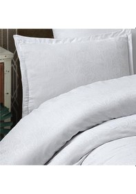 Resim Clasy Çift Kişilik Nevresim Takımı Jakarlı Saten Vienna Beyaz 