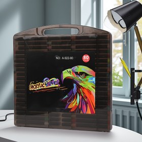 Resim 80 Renkli Akrilik Marker Seti, Katmanlama için Yükseltilmiş Yumuşak Uç - Taş, Metal, Cam ve Kumaş Yüzeyler için Profesyonel Boyama ve Renklendirme Markörleri, Grafiti Araçları 