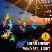 Resim Outdoor LED Güneş Enerjili Rüzgar Çanı Akıllı Işıklar, Renk Değiştiren Sinekkuşu Rüzgar Çanı Işıkları, Bahçe, Balkon, Parti, Patio, Pencere Süslemeleri için Aşk ve Kelebek Dekoratif LED Işıklar 