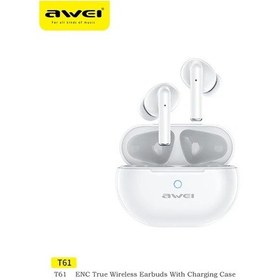 Resim Beyaz Awei T61 Kablosuz Bluetooth 5.3 Kulaklık Spor Gürültü Azaltma Enc Kulaklıklar İle 4 Mic Tws Kulakiçi 300mah Uzun Bekleme 