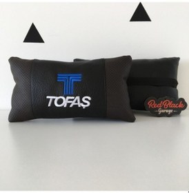 Resim Red Black Garage Tofaş Uyumlu Lüx Deri Oto Koltuk Boyun Yastığı 