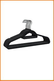 Resim Kadife Askı, Pantolon Askısı, Elbise Askısı, Yüksek Kalite Kadife Kıyafet Askısı, 41 Cm, 20 Adet Siyah 