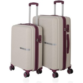 Resim Mçs Polipropilen 2li Valiz Seti Orta & Kabin V374 S24sy1000079-set 11148 Kemik/mürdüm Kemik - Mürdüm 