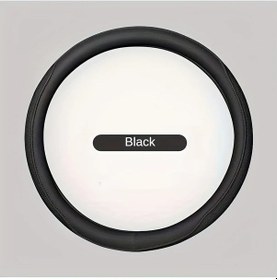 Resim Chuangyinshop Siyah 15" Morandi Rose Gold Dikişli Deri Direksiyon Kılıfı - Kaymaz Siyah 