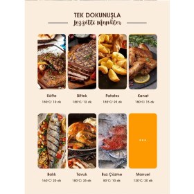 Resim 5.5l Büyük Kapasiteli Siyah Hava Fritözü Borcam Hazneli 