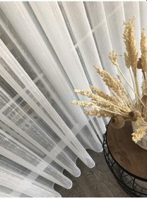 Resim Tül Perde Burgu Iplik Etek Kurşun Sık Sarım Ekru 